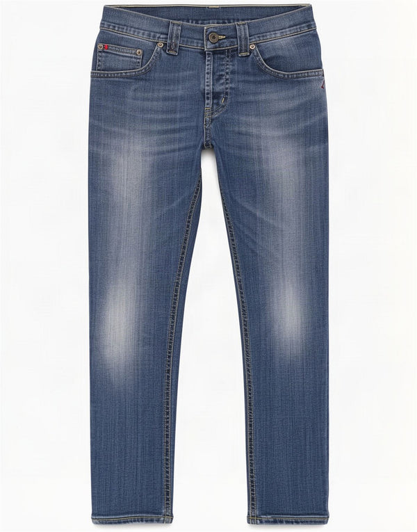 Dondup Jeans slim cropped da uomo W31 L25 Blu Cotone