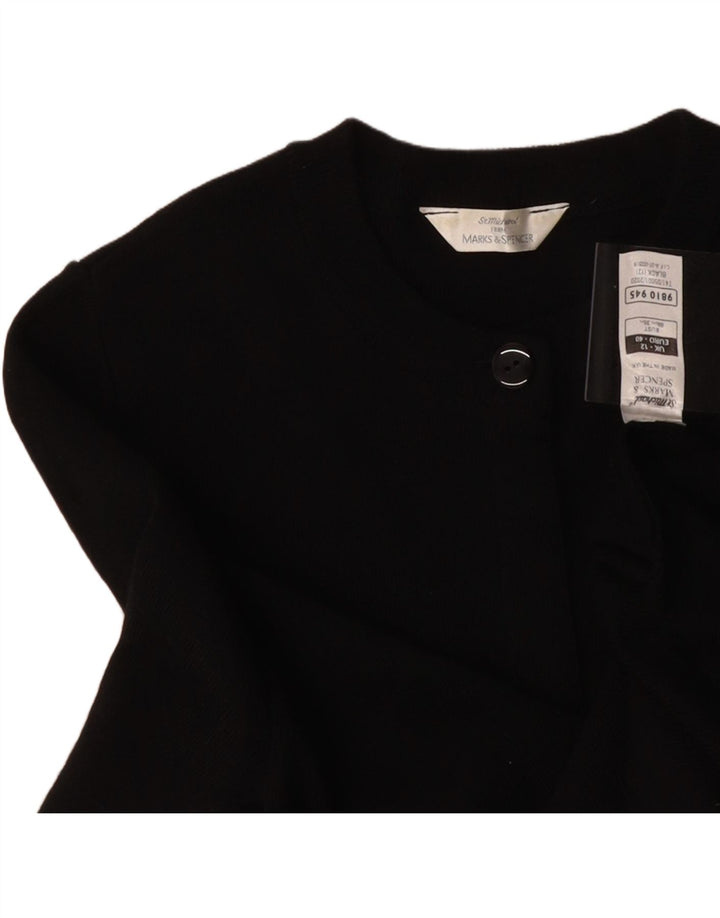 MARKS & SPENCER Womens Longline Cardigan Sweater UK 12 Medium Black Wool