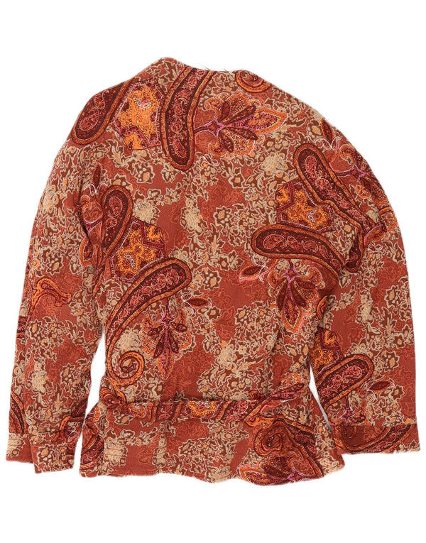 Top cardigan avvolgente a maniche lunghe da donna Zara UK 14 Paisley marrone medio