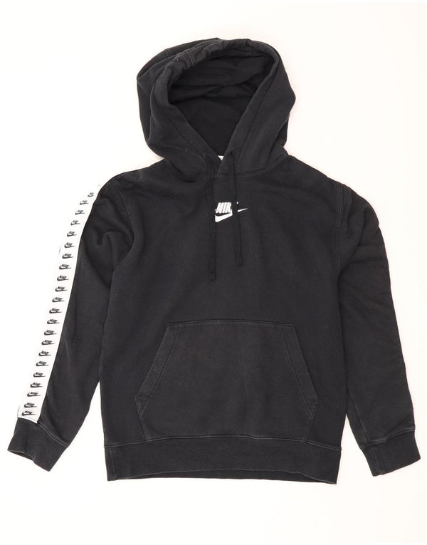Nike Mens Graphic Hoodie Jumper Small Black Colourblock Cotton
