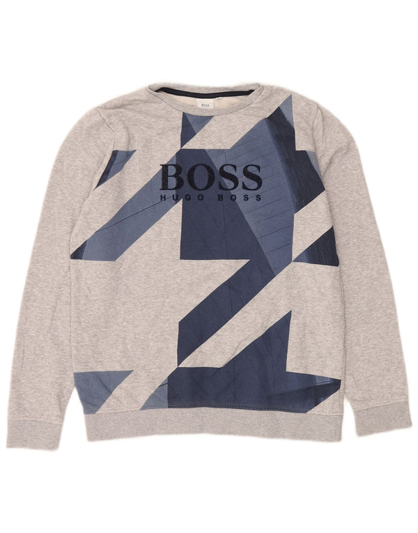 Felpa con grafica HUGO BOSS per ragazzi 15-16 anni Grigio medio geometrico
