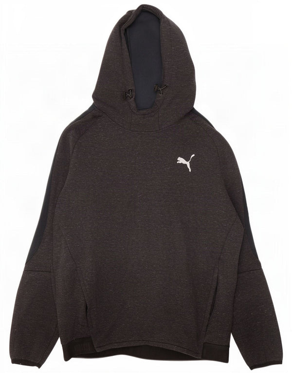 Felpa con cappuccio da uomo Puma Large in cotone chiazzato grigio