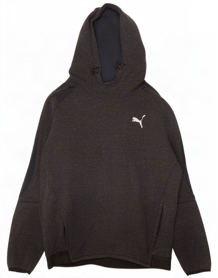Felpa con cappuccio da uomo Puma Large in cotone chiazzato grigio