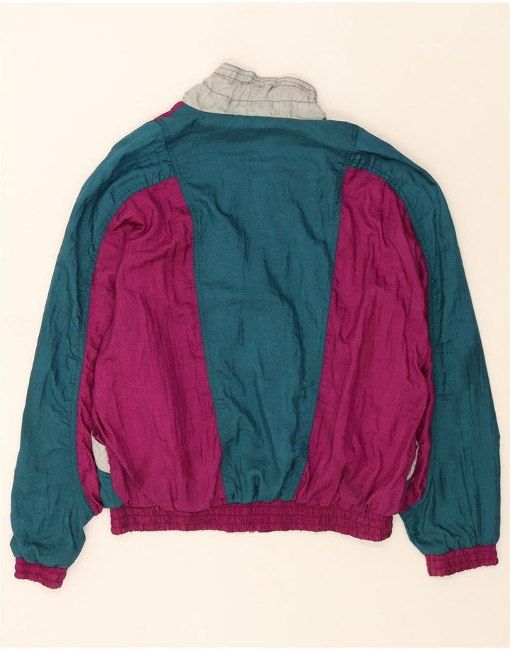 Giacca da ginnastica oversize da donna vintage piccola in nylon color block rosa