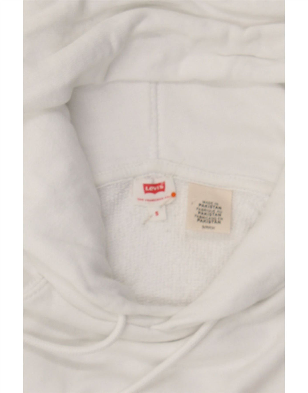 LEVI'S Mens Graphic Hoodie Jumper Small Beige Cotton Vintage Levi's and Second-Hand Levi's from Messina Hembry 