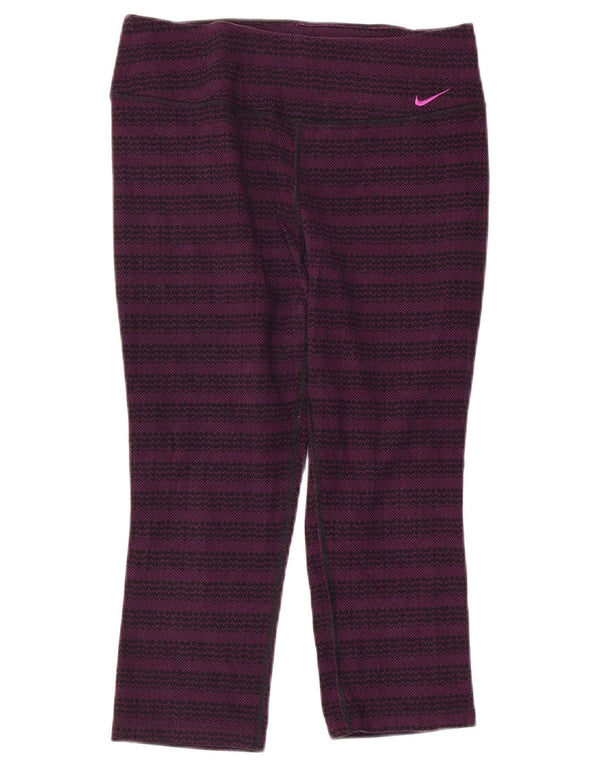 Leggings Capri Dri Fit da donna NIKE UK 14 cotone a righe viola medio