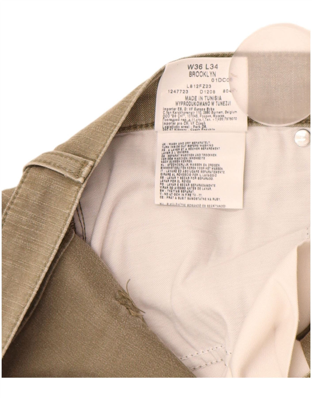 Jeans dritti da uomo LEE Brooklyn W36 L31 cotone kaki