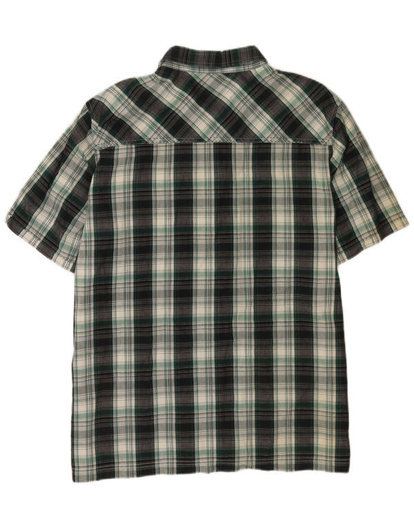 Camicia da uomo a maniche corte vestibilità regolare Weird Fish 2XL cotone scozzese verde