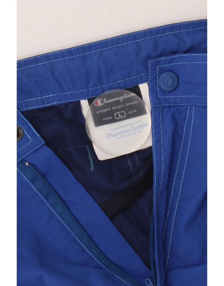 Pantaloncini da bagno con grafica Champion da uomo, grandi, in nylon color block blu