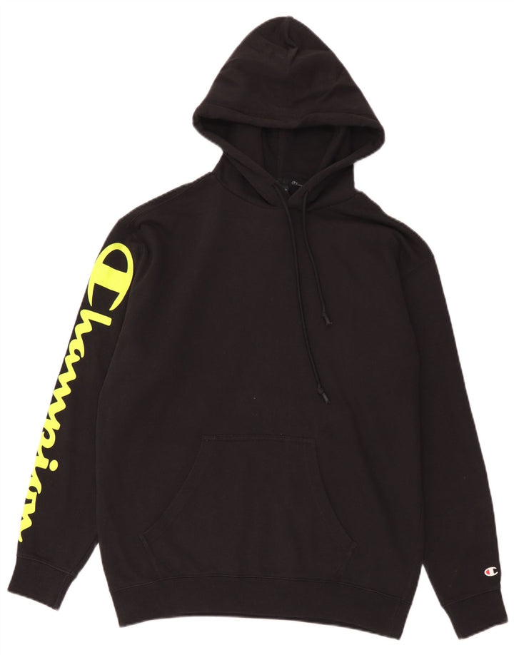 Maglione con cappuccio grafico da uomo Champion piccolo nero