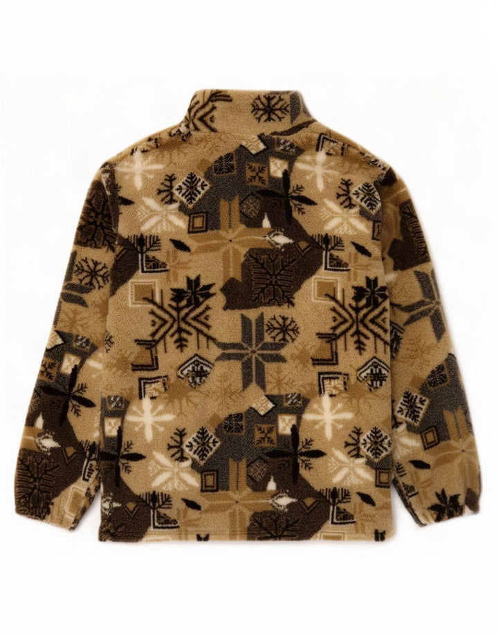 Giacca in pile vintage da uomo UK 38 Marrone medio geometrico