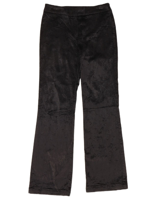 Oasis Womens Velvet Flare Casual Trousers UK 10 Small W28 L31 Black Cotton