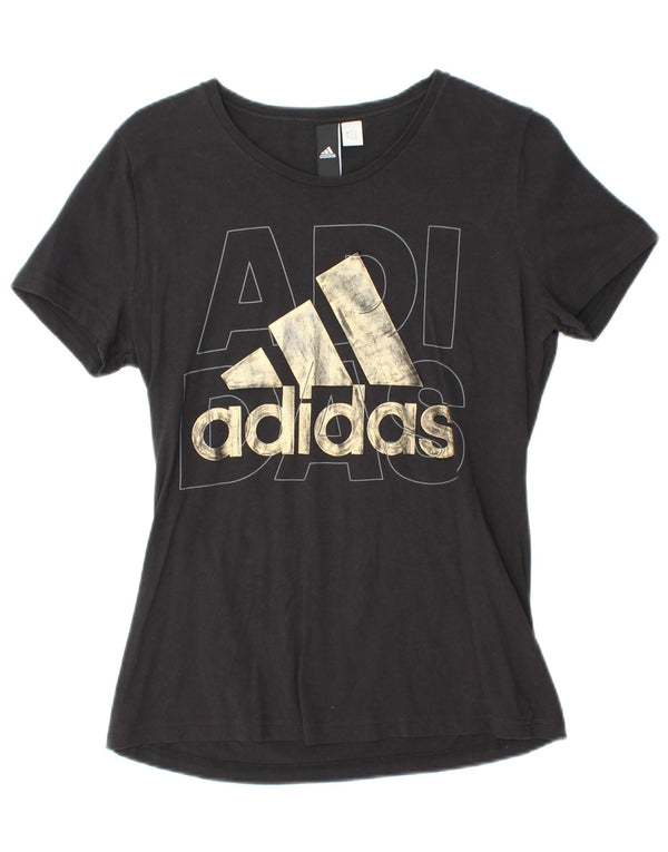 T-shirt grafica da donna ADIDAS Top UK 12 Medium Nero