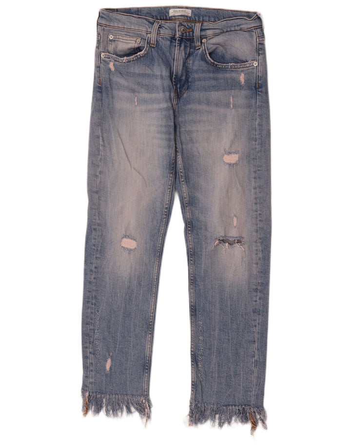 Jeans slim invecchiati Zara da donna EU 34 2XS W24 L26 Blu