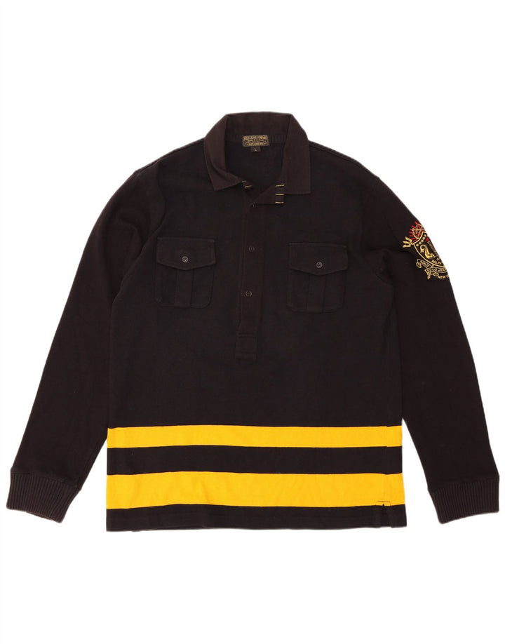 POLO RALPH LAUREN Polo da rugby da uomo a maniche lunghe a righe grandi nere