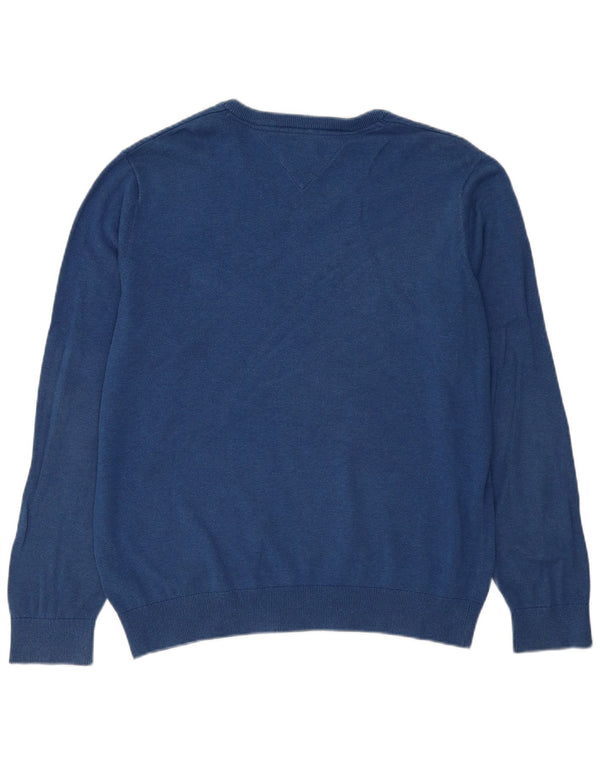 Maglione maglione con scollo a V da uomo Tommy Hilfiger grande cotone blu