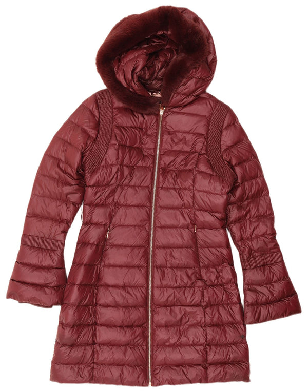 Cappotto imbottito con cappuccio da donna Ted Baker taglia 2 piccolo bordeaux in poliammide