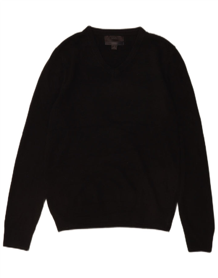 Maglione da uomo con scollo a V Marks & Spencer piccolo acrilico nero