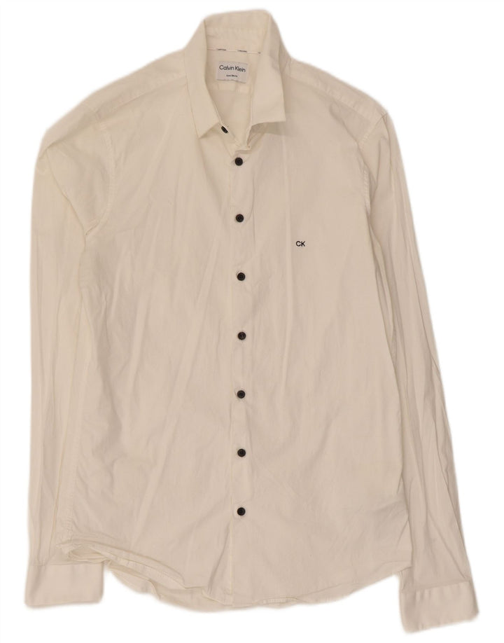 Camicia da uomo extra slim fit Calvin Klein taglia 40 cotone bianco medio