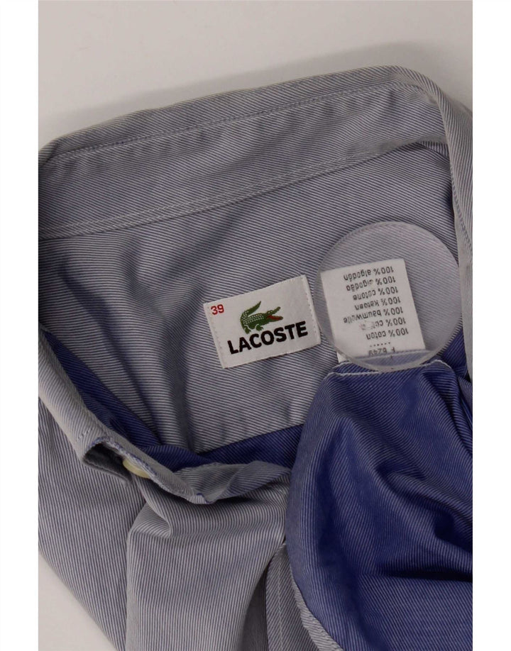 Camicia da uomo Lacoste taglia 39 piccolo cotone gessato blu