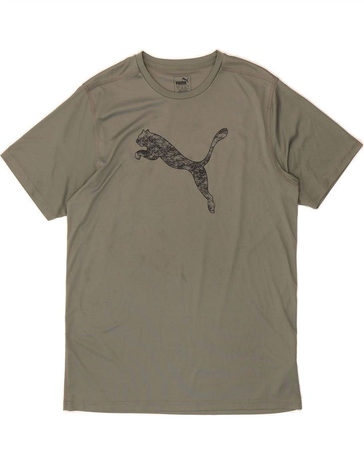 PUMA Mens Graphic T-Shirt Top Large Khaki Polyester Vintage Puma and Second-Hand Puma from Messina Hembry 