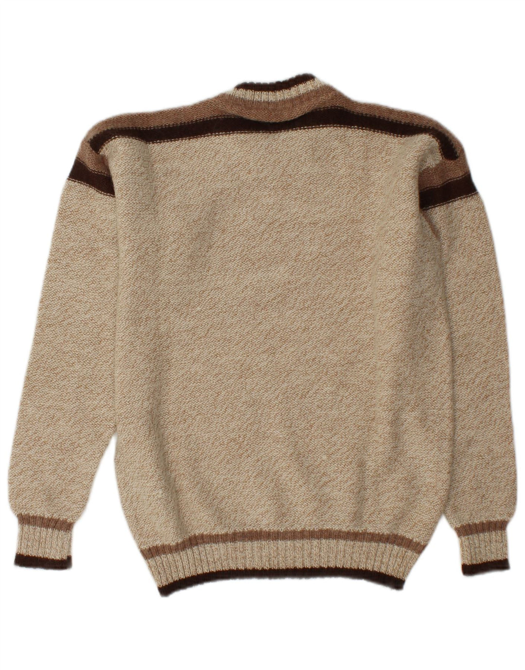 Maglione maglione girocollo da uomo vintage in acrilico color block beige medio