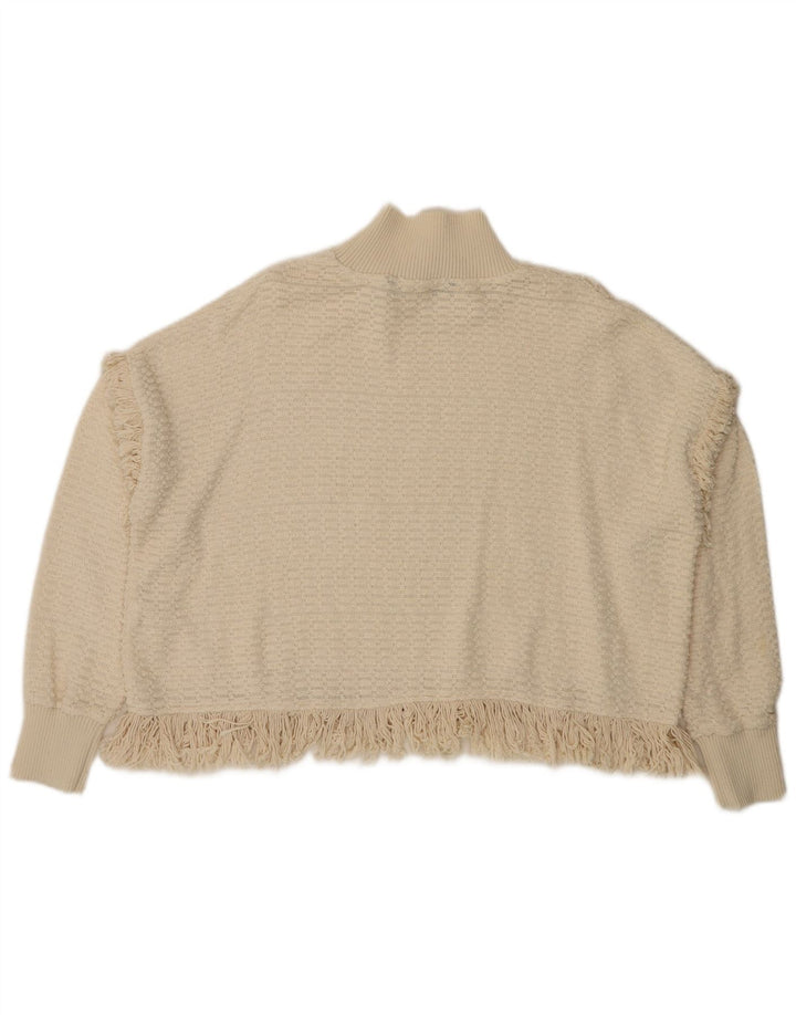 Maglione corto con collo alto da donna Zara UK 14 medio bianco sporco