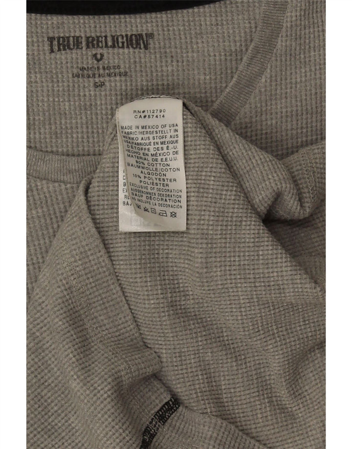 True Religion Top grafico da uomo a maniche lunghe in cotone grigio piccolo