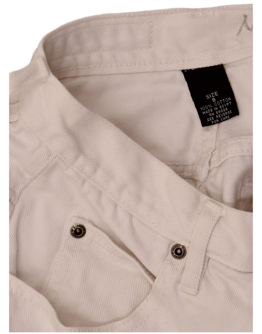 Pantaloncini bermuda a vita alta da donna Gloria Vanderbilt UK 8 piccoli W26 bianchi