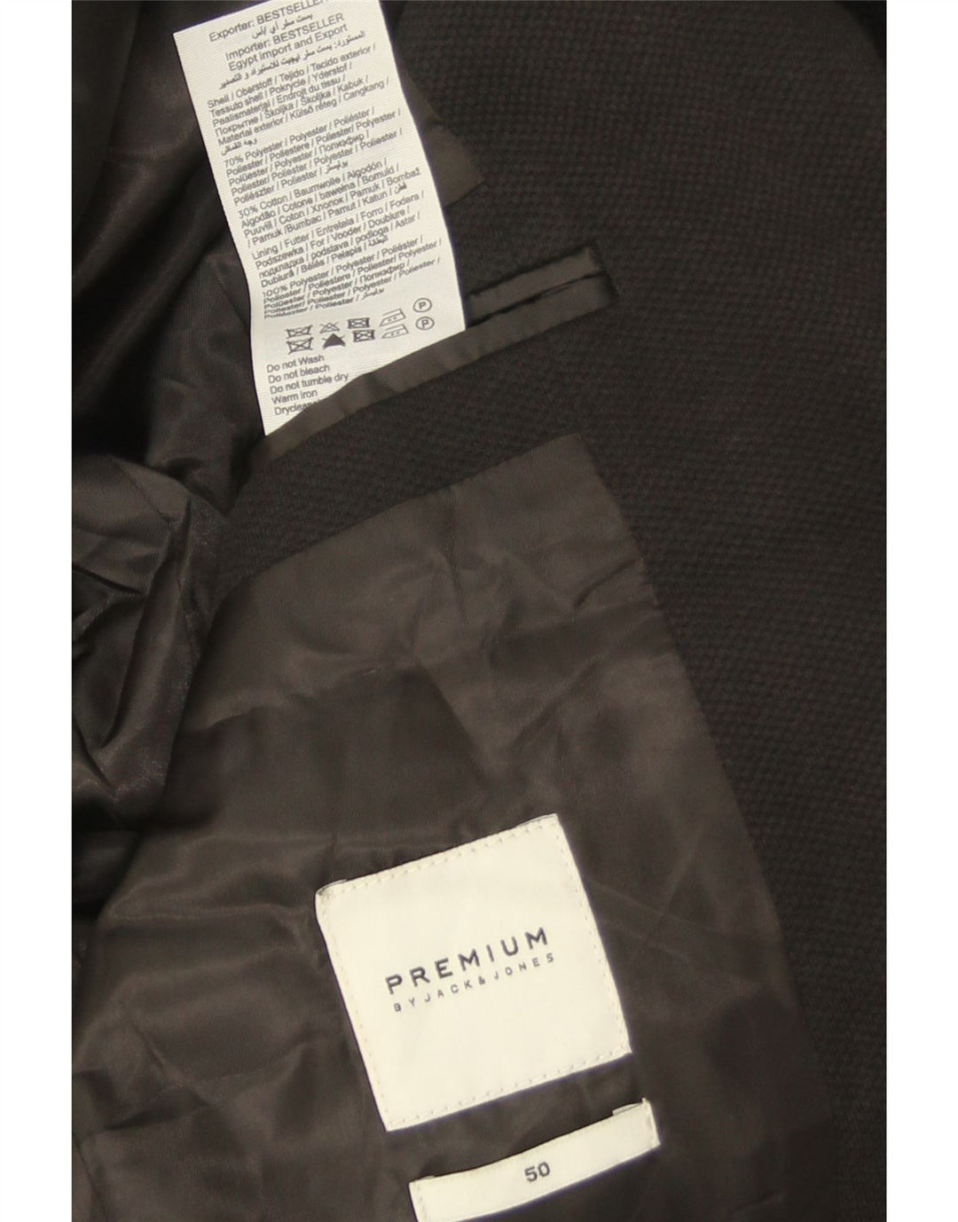 Giacca blazer da uomo a 2 bottoni Jack & Jones EU 50 grande poliestere nero