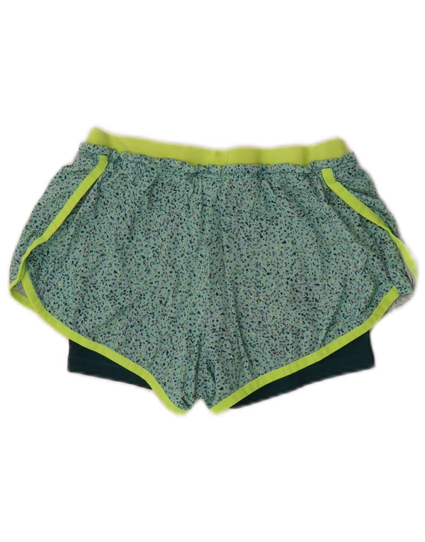 Pantaloncini sportivi Nike da donna Dri Fit UK 6 XS poliestere screziato verde