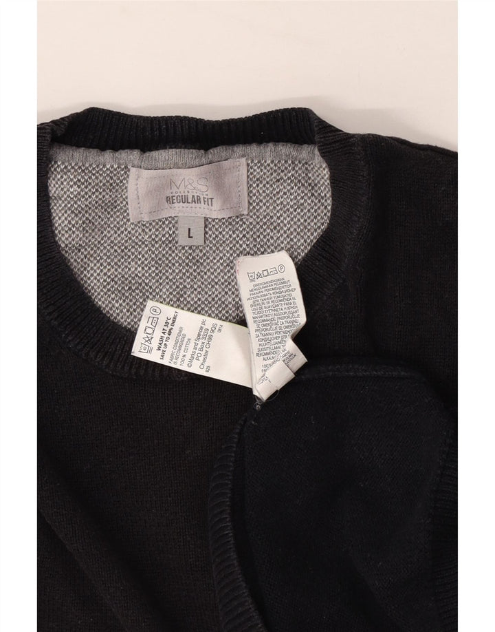 Maglione maglione girocollo da uomo Marks & Spencer vestibilità regolare grande blu navy