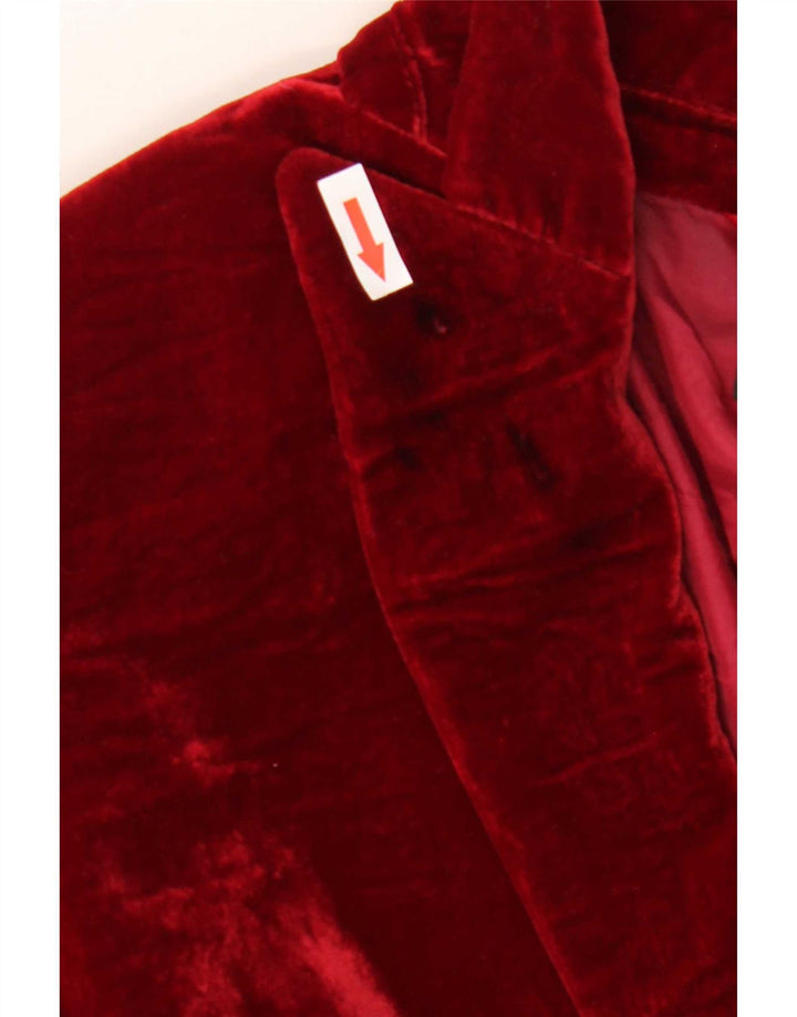 Giacca blazer in velluto da donna a 1 bottone Massimo Dutti EU 44 XL viscosa rossa