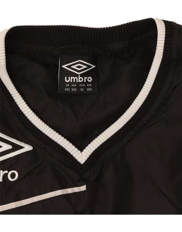 UMBRO Mens Pullover Tracksuit Top Jacket 2XS Black Vintage Umbro and Second-Hand Umbro from Messina Hembry 