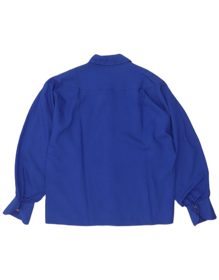 Camicetta camicia vintage da donna EU 38 viscosa maculata blu medio