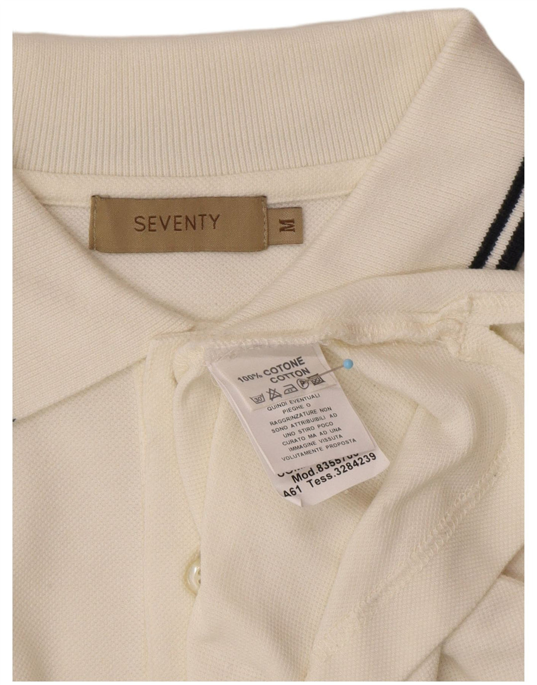 Polo da uomo SEVENTY in cotone bianco sporco medio