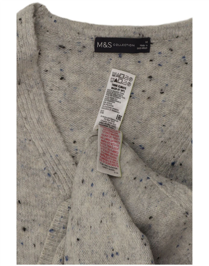 Maglione maglione con scollo a V da donna Marks & Spencer UK 14 Grigio medio chiazzato