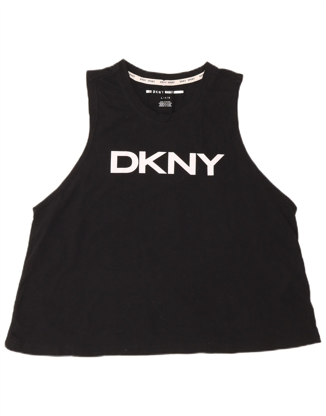 Canottiera grafica da donna Dkny UK 16 grande cotone nero