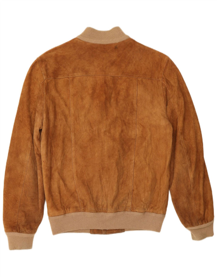 Giubbotto bomber in pelle scamosciata da uomo VINTAGE UK 36 piccolo beige