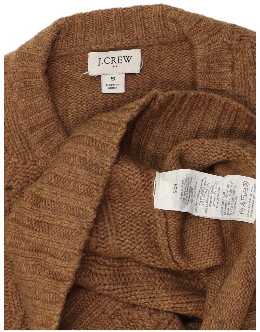 Maglione maglione girocollo da donna J. Crew UK 10 piccolo marrone poliammide