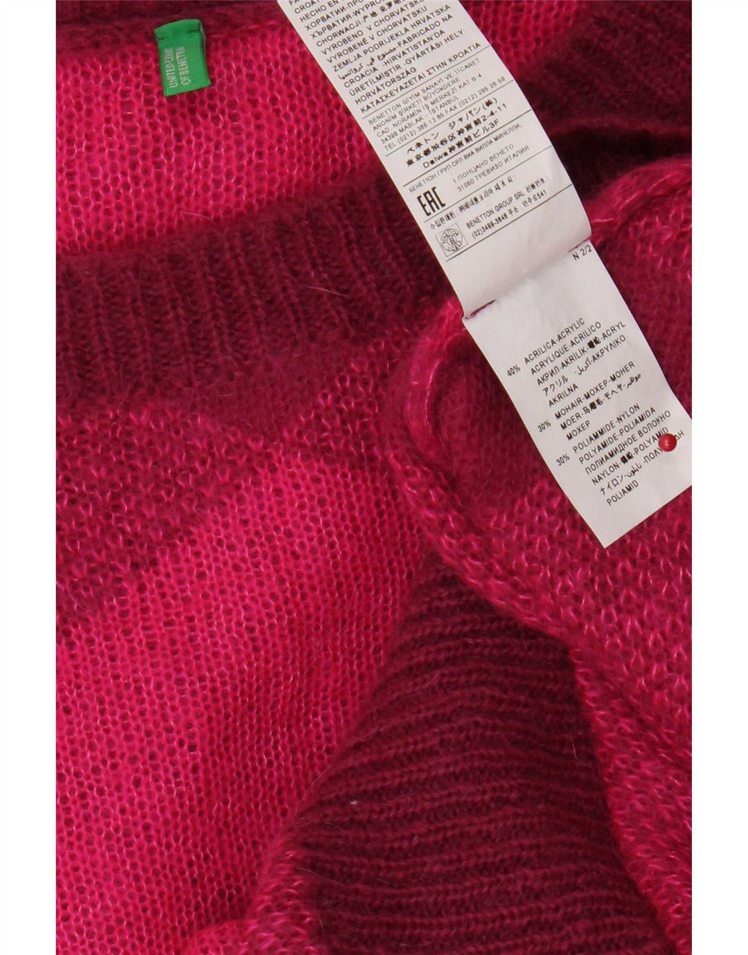 Maglione poncho oversize da donna Benetton, taglia unica, rosa a rombi/diamante