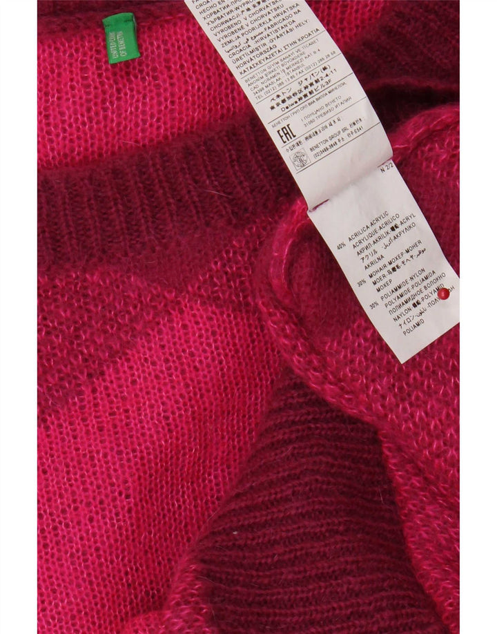 Maglione poncho oversize da donna Benetton, taglia unica, rosa a rombi/diamante