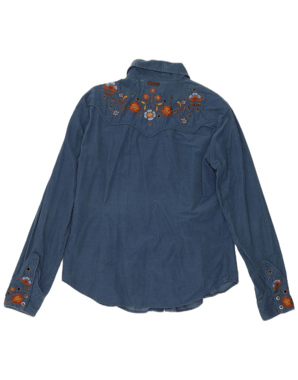 Camicia a maniche lunghe da donna Marlboro Classics UK 16 Western floreale blu grande