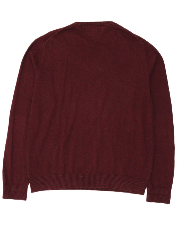 Maglione maglione con scollo a V da uomo Tommy Hilfiger XL in cotone marrone