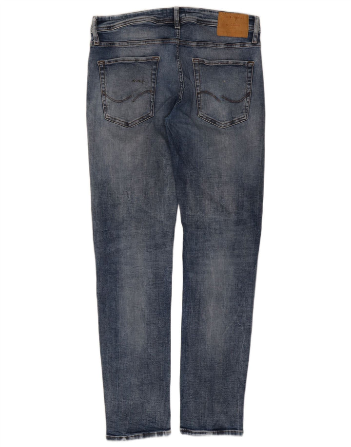 JACK & JONES Uomo GLENN Jeans slim effetto consumato W34 L32 cotone blu