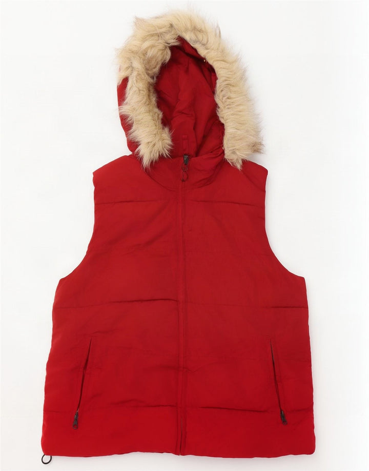 Gilet imbottito con cappuccio da donna Gap UK 14 medio rosso poliestere