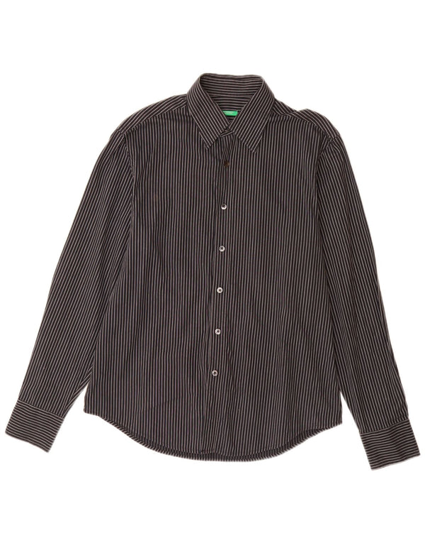 Camicia Uomo BENETTON Cotone Gessato Medio Nero