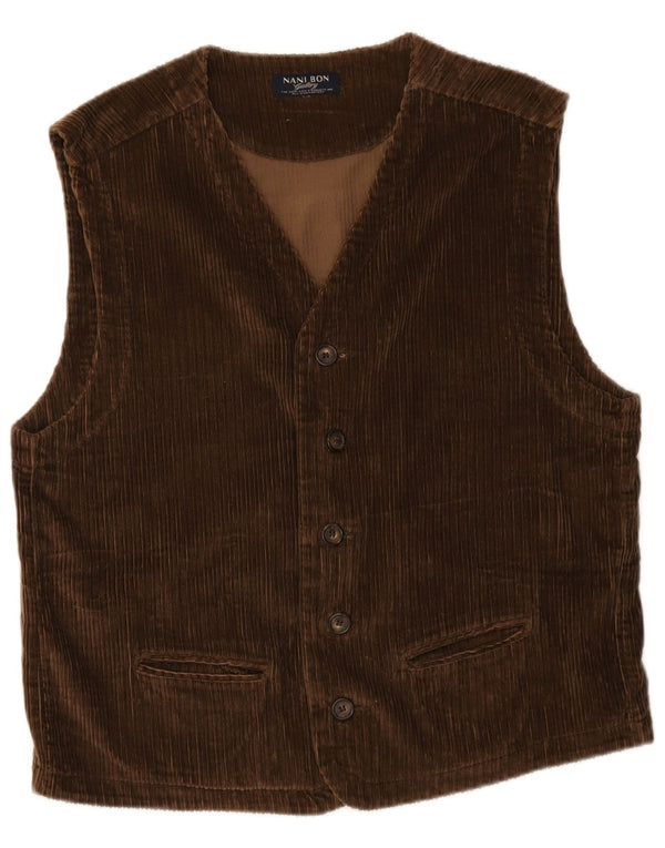 NANI BON Gilet Uomo in Velluto a Coste IT 54 XL Cotone Marrone