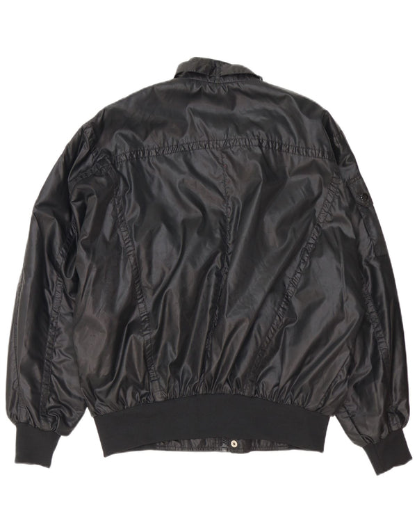 Giacca da pilota vintage bomber da uomo vestibilità ampia UK 40 grande nylon nero