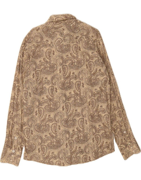ARIAT Mens Shirt Large Beige Paisley Cotton